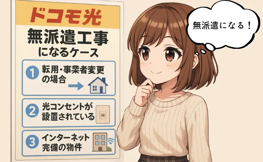 ドコモ光で無派遣工事になるケース