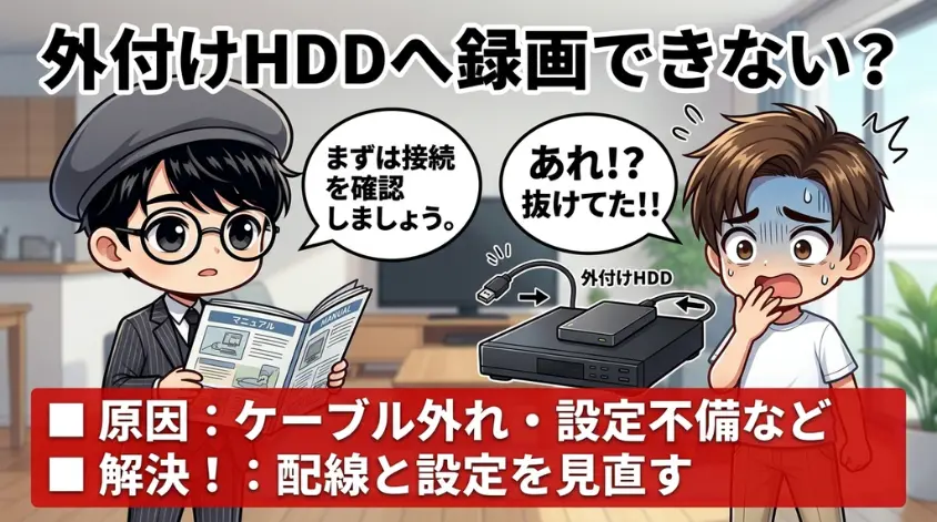 外付けハードディスクへの録画ができないときは？
