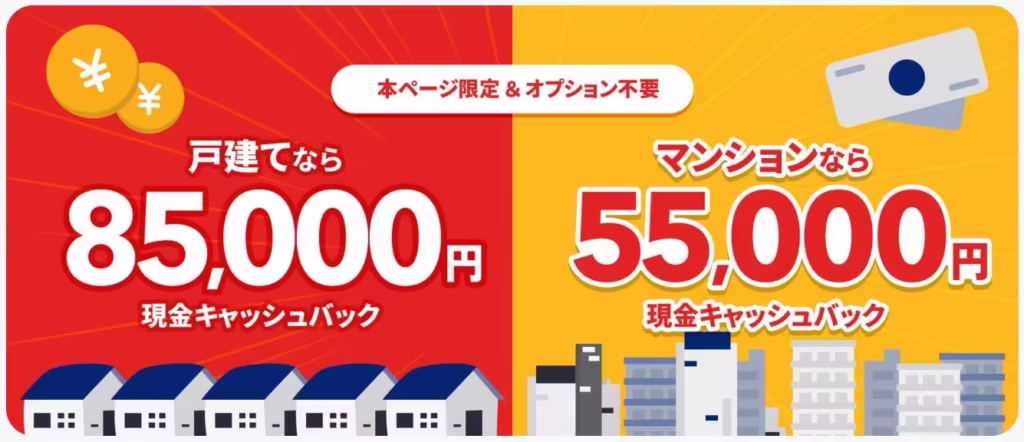最大85,000円のキャッシュバック!