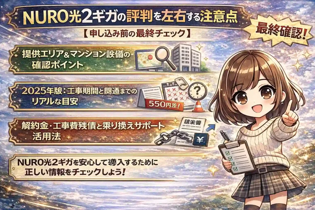 NURO光2ギガの評判を左右する注意点【申し込み前の最終チェック】