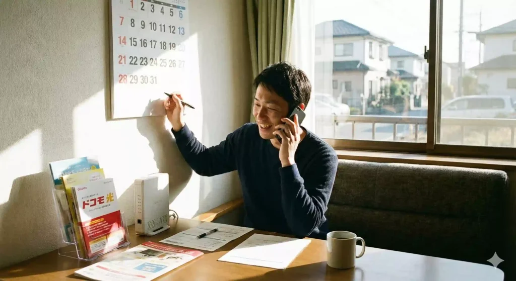 折り返し電話でドコモ光の工事日を調整する