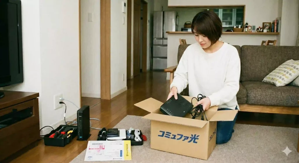 コミュファ光の撤去工事・機器返却を行う