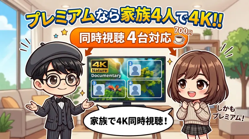 プレミアムなら4K＋同時視聴で家族向き
