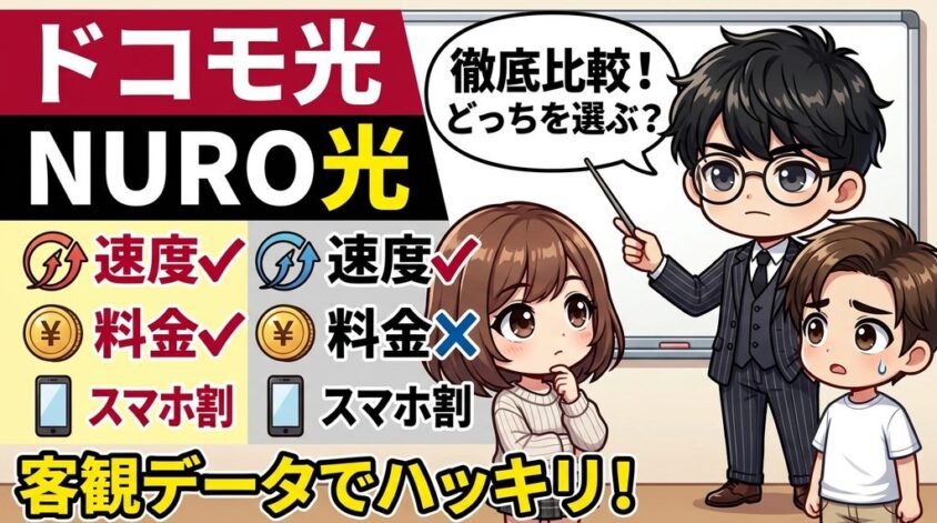 ドコモ光とNURO光どっちがいい？速度・料金・割引の比較