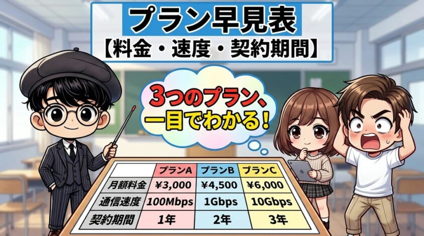 プラン早見表【料金・速度・契約期間】