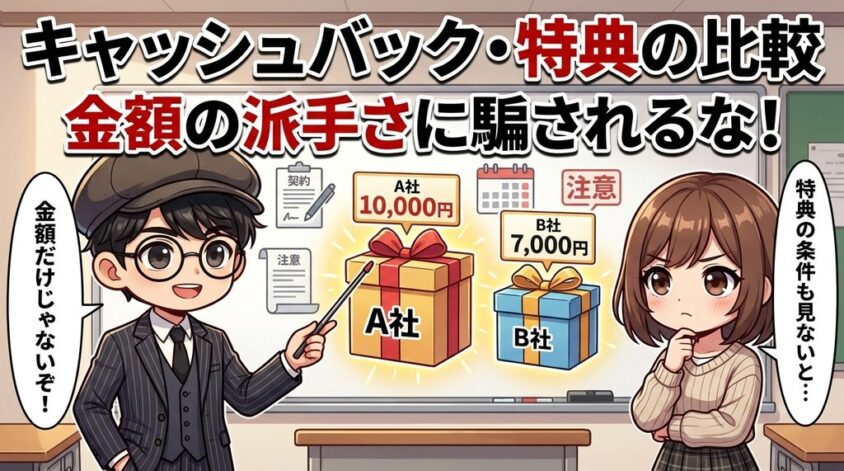 キャッシュバック・特典の比較