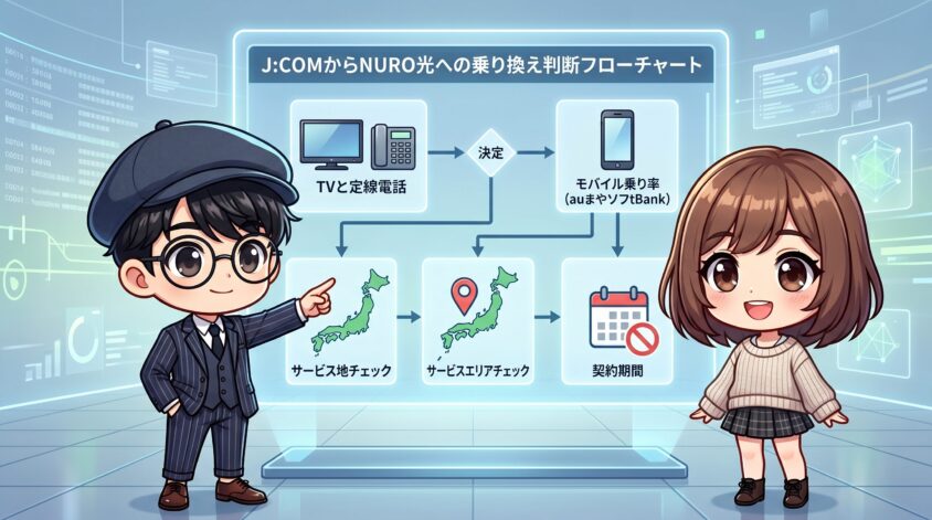 J:COMからNURO光への乗り換え判断フローチャート（4軸診断）