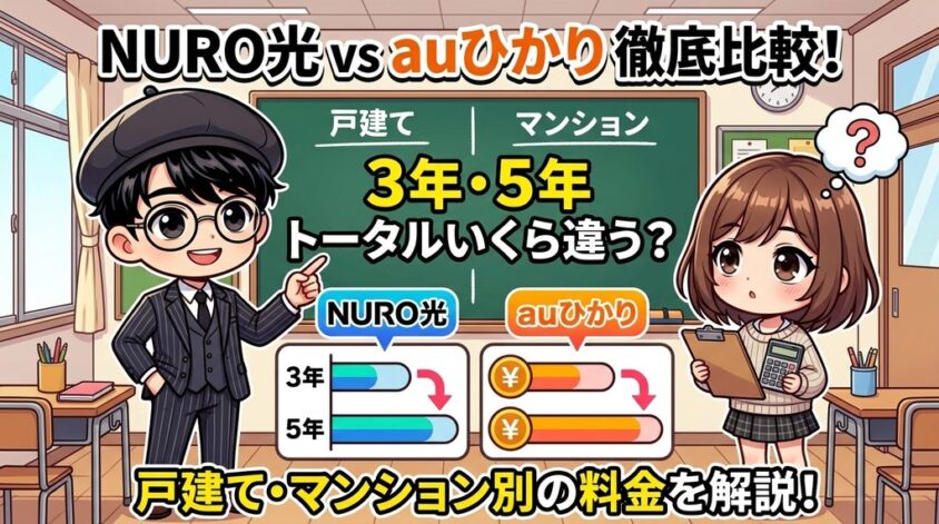 NURO光とauひかりの料金を戸建て・マンション別に徹底比較