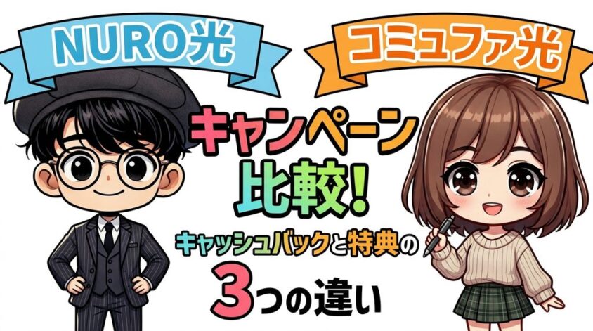 NURO光とコミュファ光のキャンペーン比較｜キャッシュバックと特典の3つの違い