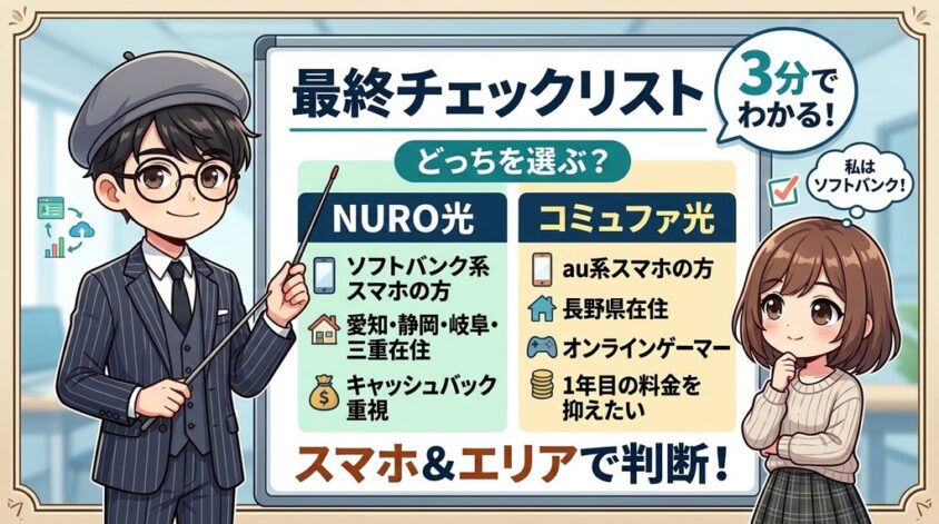 まとめ：NURO光とコミュファ光の選び方を3分で判断する最終チェックリスト