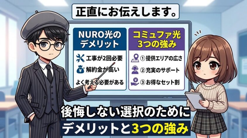 知っておきたいNURO光のデメリットとコミュファ光の3つの強み