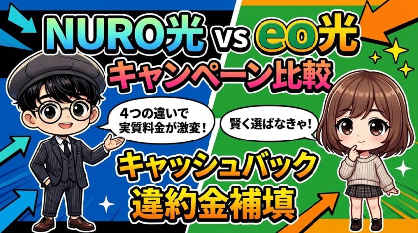 NURO光とeo光のキャンペーン比較｜キャッシュバックと違約金補填の4つの違い