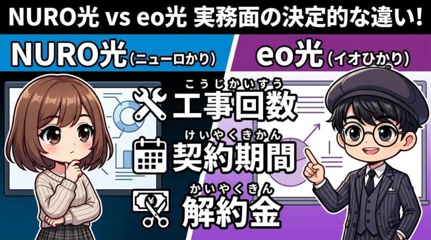 NURO光とeo光の工事・契約期間・解約金の3つの違い