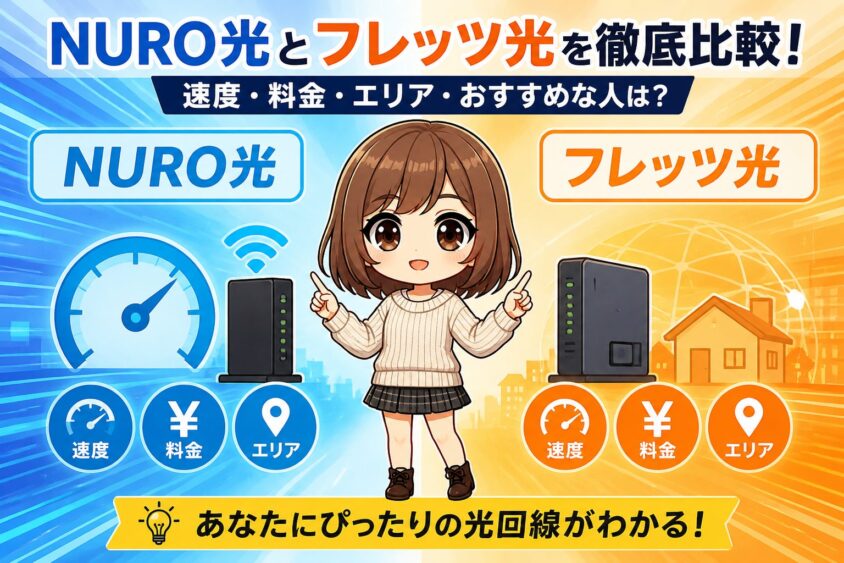 NURO光とフレッツ光の速度・料金・エリアを比較したアイキャッチ画像