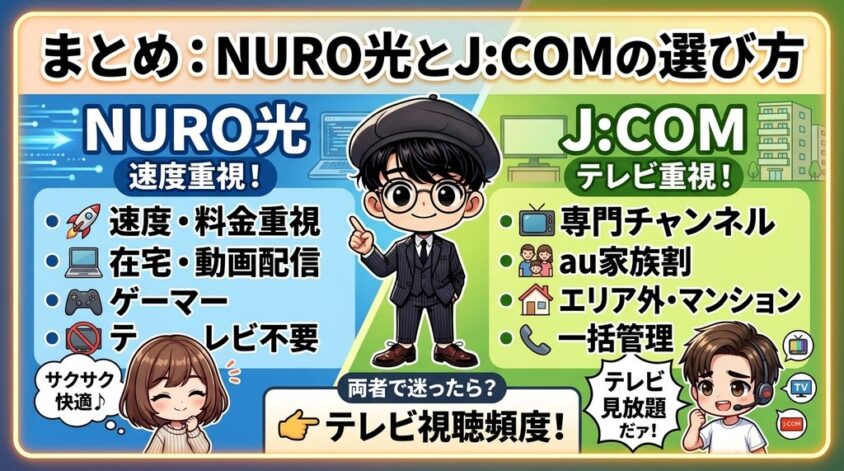 まとめ：NURO光とJ:COMの選び方を3分で判断