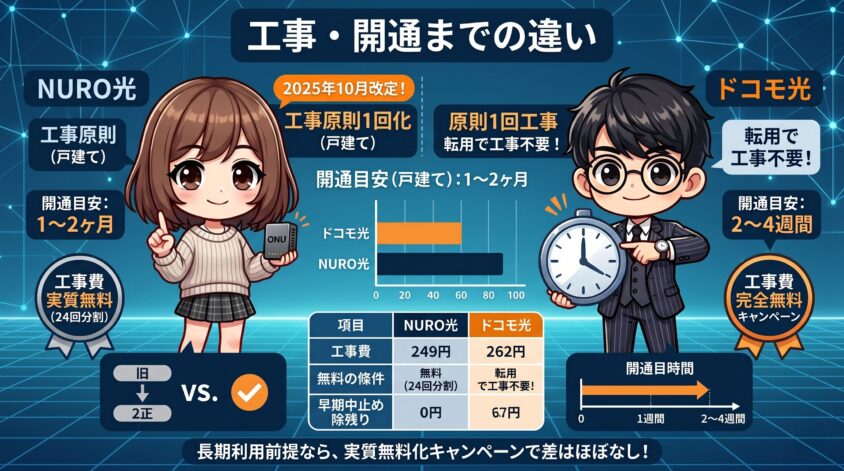 工事・開通までの違い